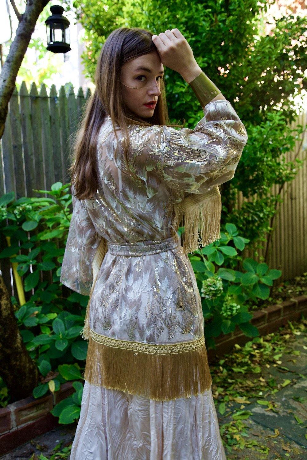 gold sequin kimono dress Gold Standard Multicolored Kimono Dress - S Size - Women's Dresses